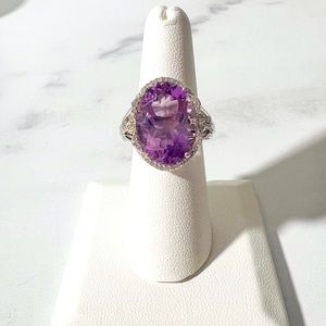 8.24ct Oval Lavender Amethyst With 0.22ctw White Zircon 925 Sterling Sil…